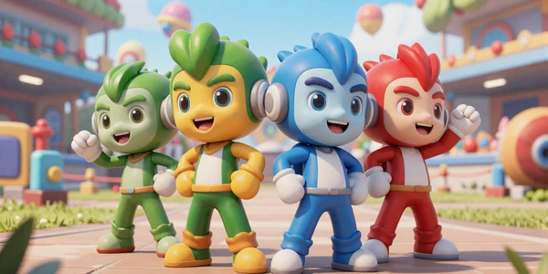 Shared-Screen Weekend Picks collection banner - four colorful cartoon heroes standing together in a vibrant arena